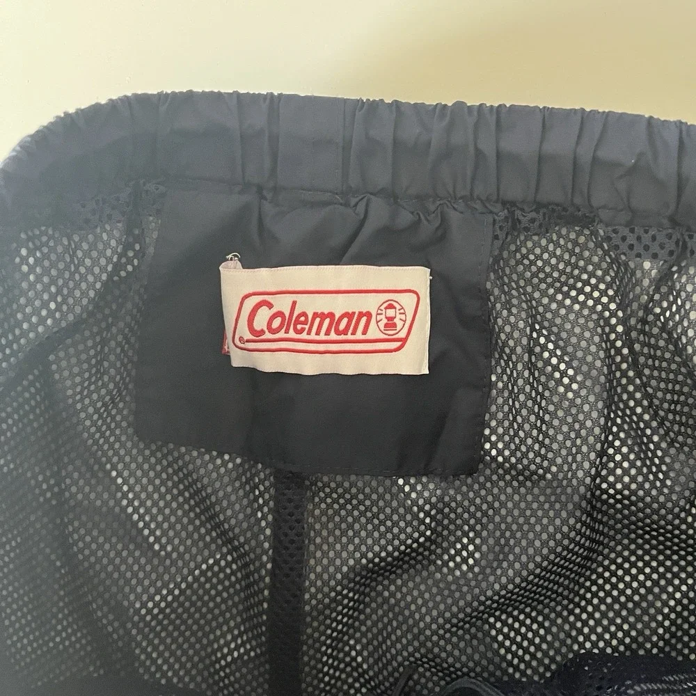 Coleman Men's Size M Windpants Mesh Lining Navy Blue Snaps‎ Drawstring